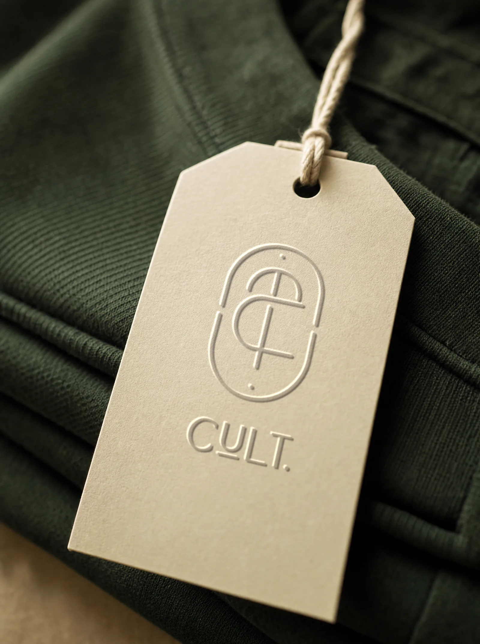 Application: debossed hang tag